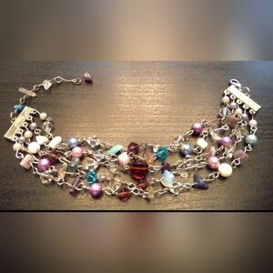 STUNNING VINTAGE ESTATE MULTI STRAND SEMI PRECIOUS STONEs 10" BRACELET